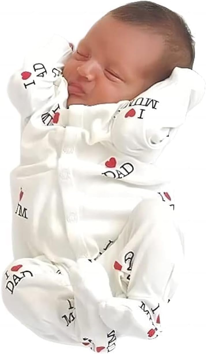 Aoswep baby romper in white with snap buttons and footed design