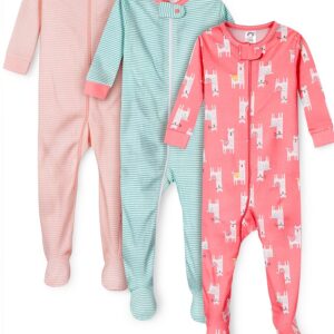Gerber Baby Girls Footie Pajamas Front Zipper Snug Fit-0