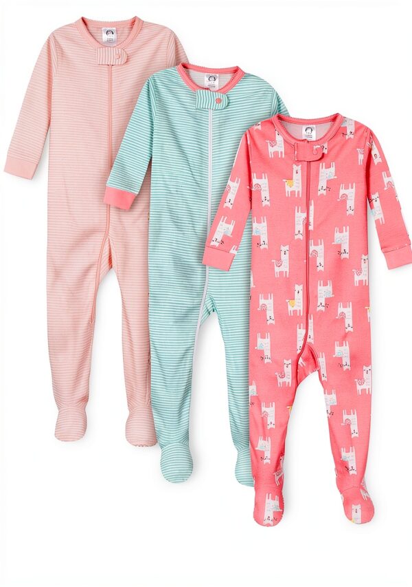 Gerber Baby Girls Footie Pajamas Front Zipper Snug Fit-0