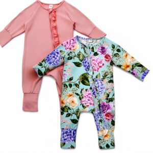 Bamboo Rayon Baby Romper Girls Boys Soft Zipper Footie-0