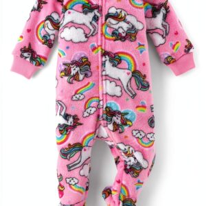 The Childrens Place Baby Girls Fleece Footie Pajamas Unicorn-0