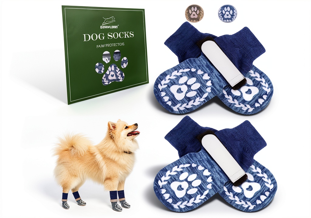 Installing EXPAWLORER Dog Paw Protectors Anti Slip Breathable Socks on a hardwood floor
