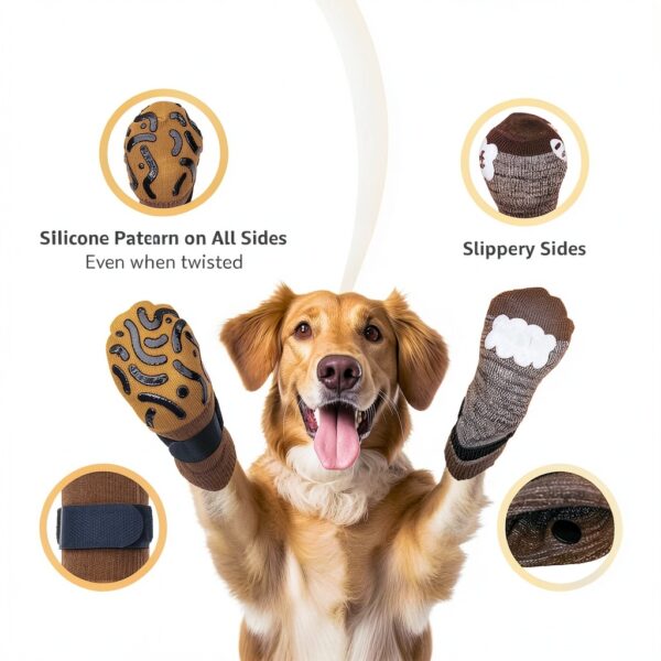 Roilpet Dog Paw Protectors Grey X-Large Pack of 4-7