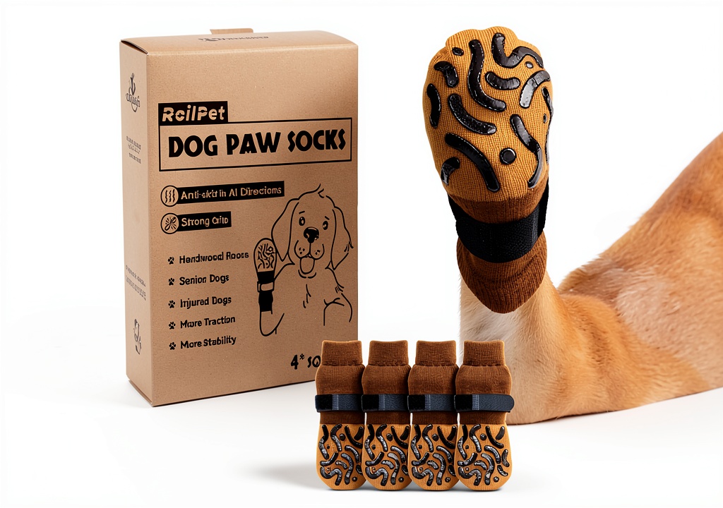 Roilpet dog paw protectors on a dog's paws